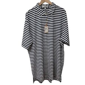 Peter Millar Summer Comfort Thick Stripe Polo Blue And White SZ XXL Nautical NWT